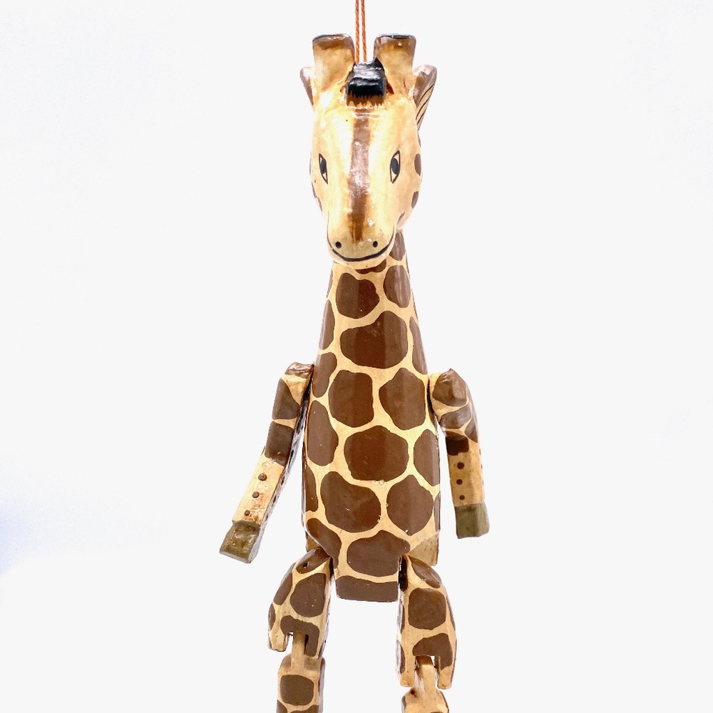 Monkey Busness Giraffe PuppetHand Carved Wooden Ornament